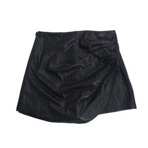 Black Faux Leather Wrap Skort With Inner Shorts Simply Blessed Size L, NWT